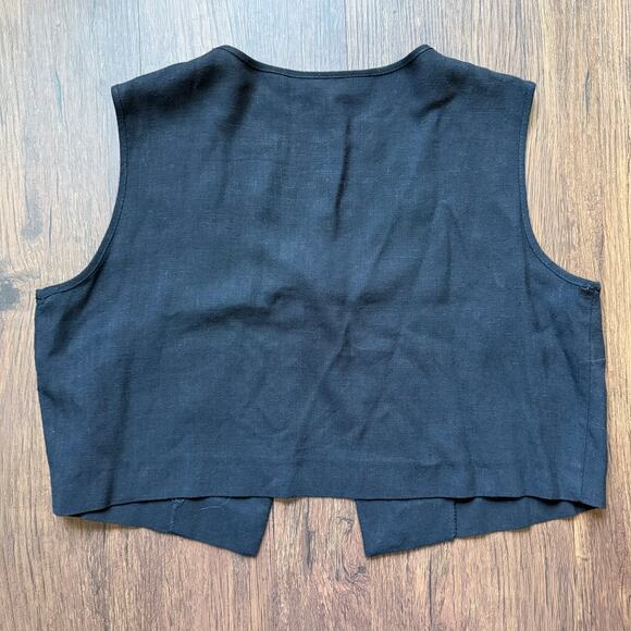 Geoffrey Beene Sport Cropped Linen Vest Black Minimalist Size 8 Made in USA - Picture 5 of 10
